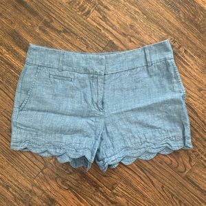 LOFT • Chambray Scalloped Shorts